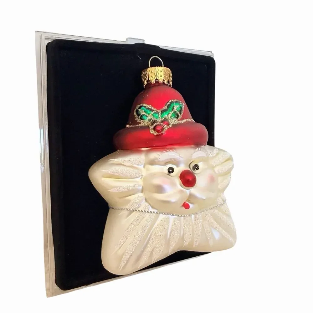 Vintage Santa Clause Star Christmas Ornament Hand Painted BNIB
